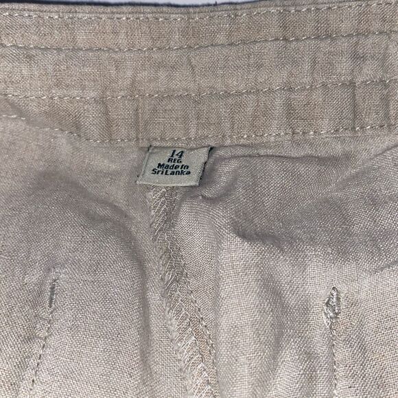 L.L. Bean Women's Tan Classic Fit Linen Drawstring Casual Shorts Size 14 - Picture 6 of 7